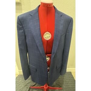 Navy Blue Plaid Sport Coat‎ Blazer Modern Fit Business Casual